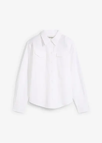 bonprix Legere Hemdbluse mit langen Ärmeln Schulterpolstern und zwei Brusttaschen vorne