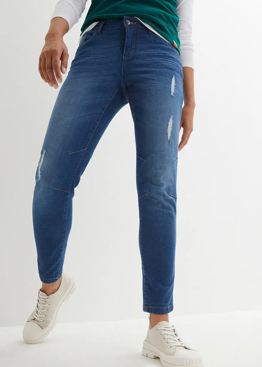 Bonprix Legere Jeans Mit Destroyed-Effekten - Blau Regular