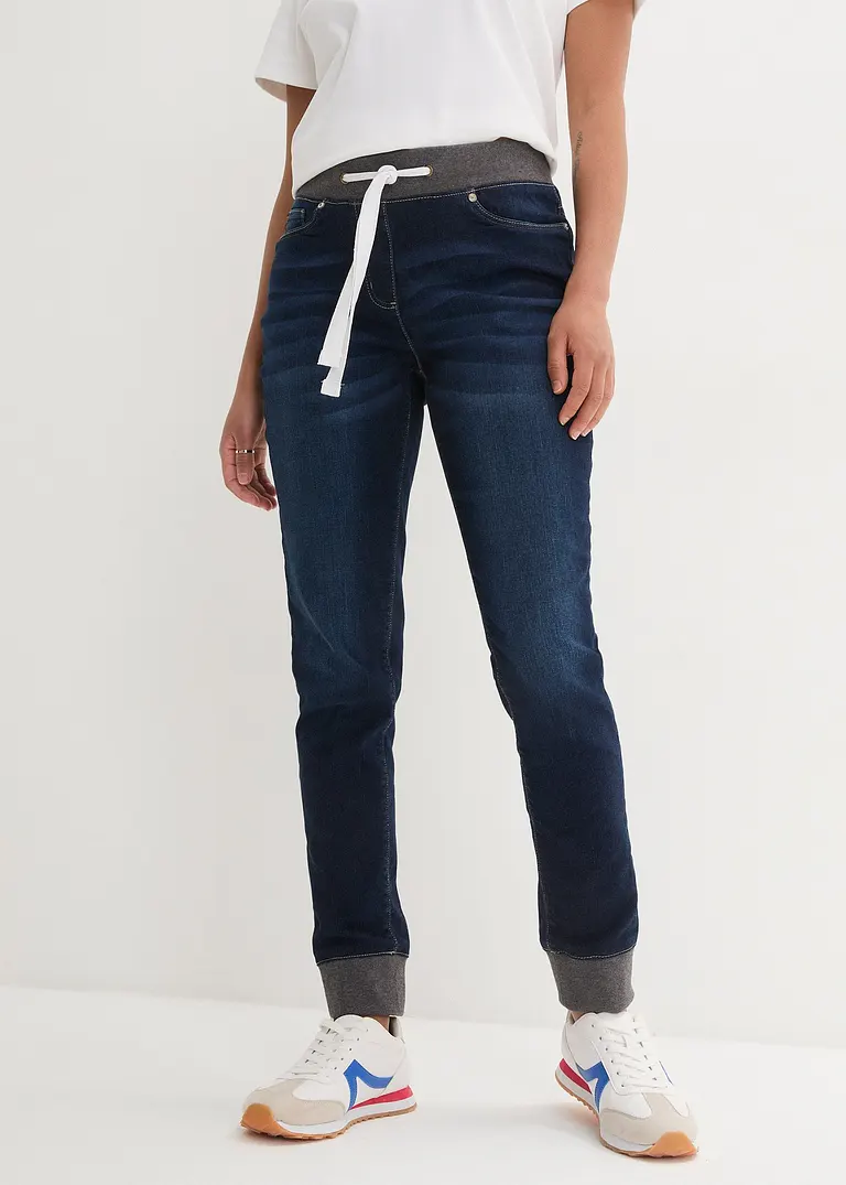 Bonprix Legere Schlupfjeans Mit Sweatbündchen - Blau - Damen