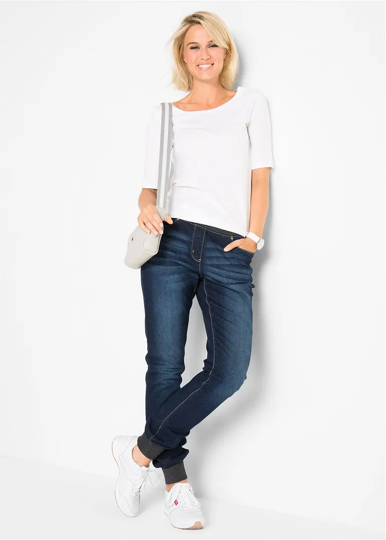 Bonprix Legere Schlupfjeans Mit Sweatbündchen - Blau - Damen