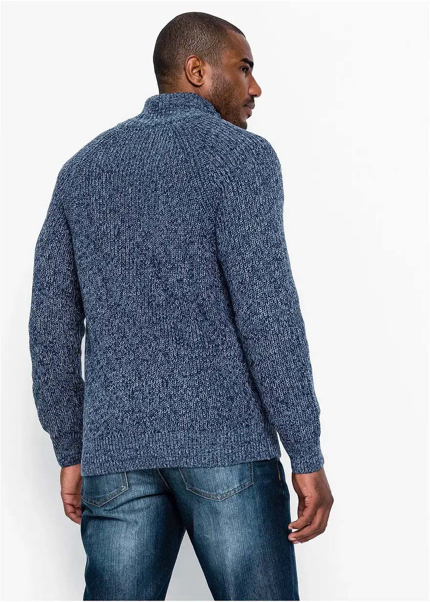Bonprix Legere Strickjacke Mit Stehkragen - Blau - Herren