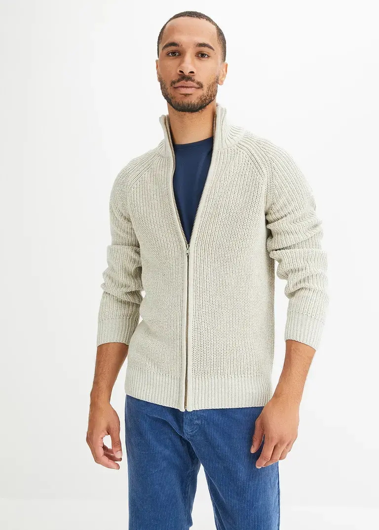 Bonprix Legere Strickjacke Mit Stehkragen - Grau - Herren