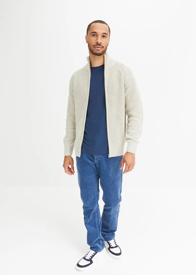Bonprix Legere Strickjacke Mit Stehkragen - Grau - Herren