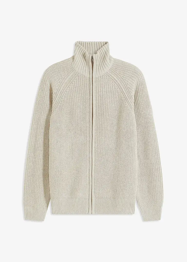 bonprix Legere Strickjacke mit Stehkragen - grau - Herren