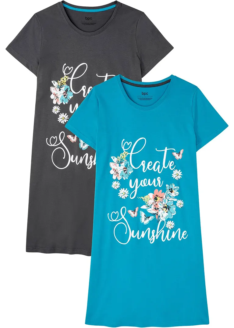 bonprix Legeres Nachthemd im Doppelpack aus Bio-Baumwolle im Umstellungsprozess