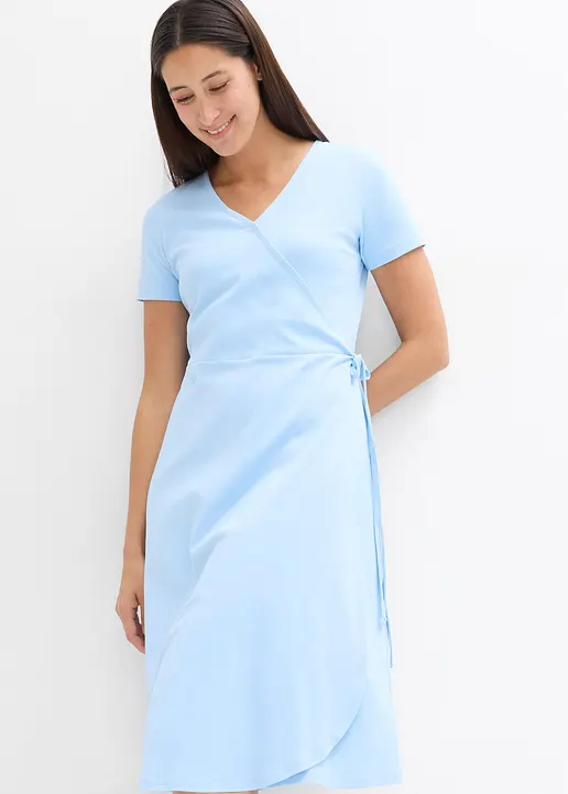Bonprix Leicht Ausgestelltes Wickelkleid - Blau - Damen
