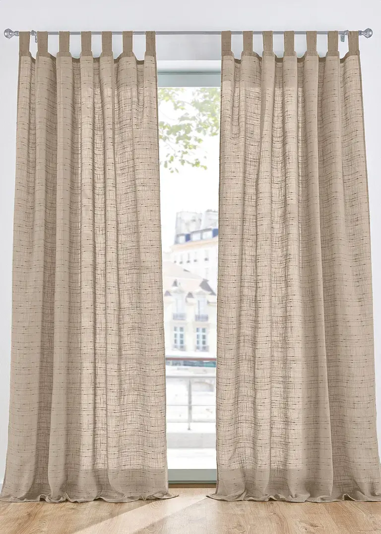 Bonprix Leicht Fallende Fertiggardine In Leinen-Optik - Grau Schlaufen