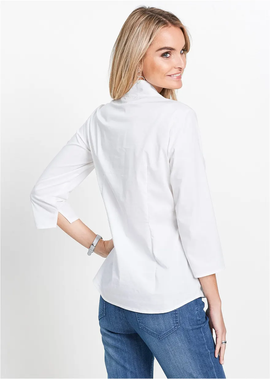 Bonprix Leicht Taillierte Bluse Mit Kleinem Stehkragen Und 3/4-Ärmeln