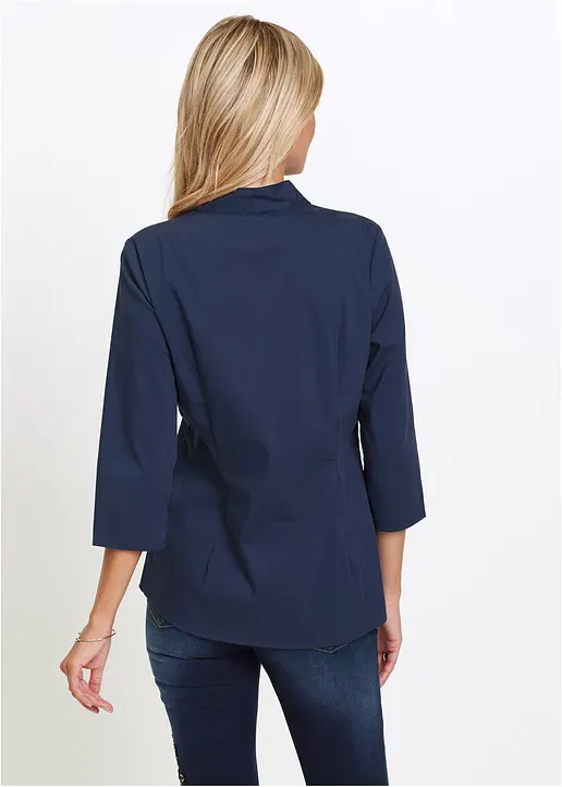 Bonprix Leicht Taillierte Bluse Mit Kleinem Stehkragen Und 3/4-Ärmeln