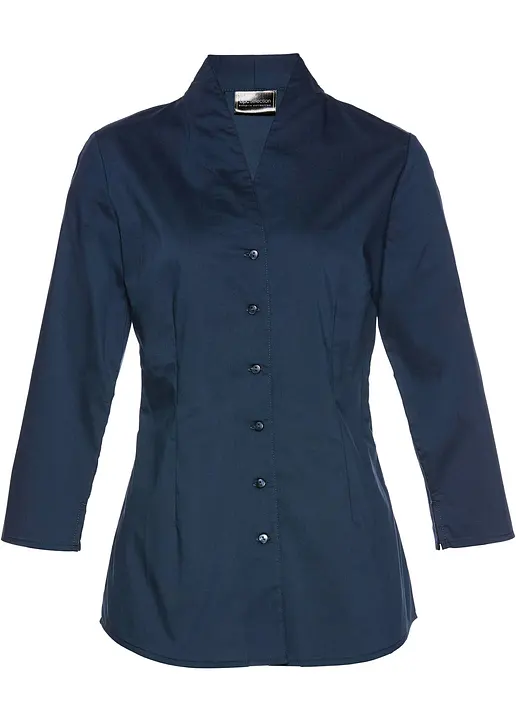 bonprix Leicht Taillierte Bluse mit kleinem Stehkragen und 3/4-Ärmeln