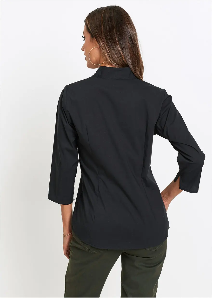 Bonprix Leicht Taillierte Bluse Mit Kleinem Stehkragen Und 3/4-Ärmeln