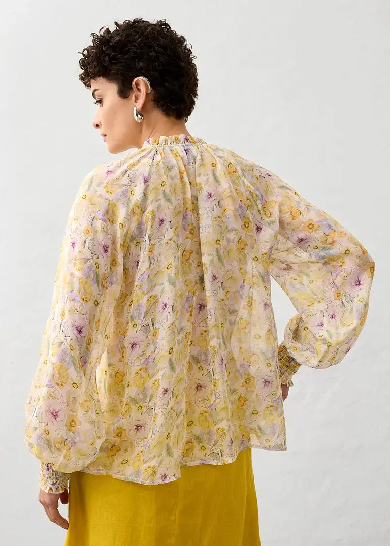 Bonprix Leicht Transparente Premium Tunika Mit Seidenanteil - Gelb