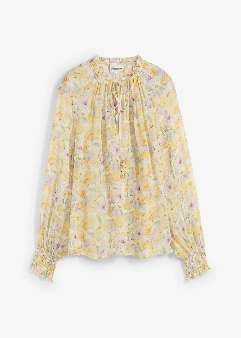 bonprix leicht transparente Premium Tunika mit Seidenanteil - gelb