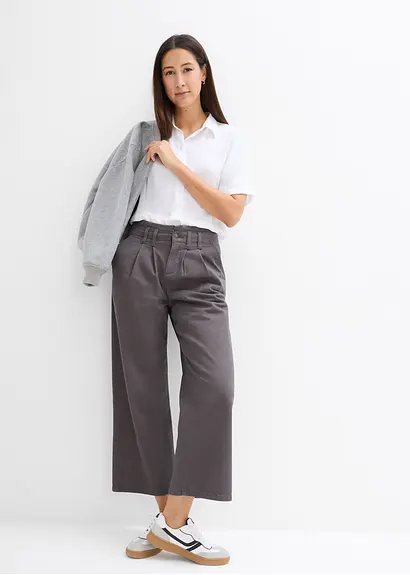 Bonprix Leicht Verkürzte Kastige Hemdbluse Mit Halbarm Umlegekragen Und Knopfleiste