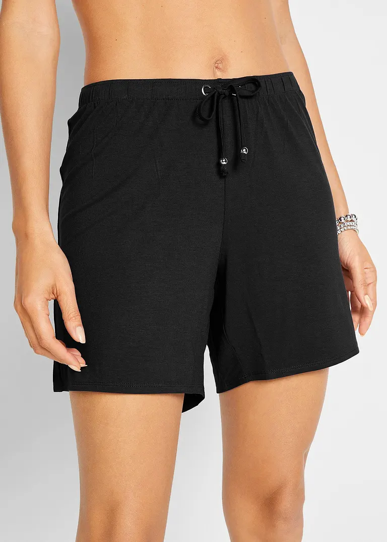 Bonprix Leichte Strandshorts In Modischer Und Bedeckender Länge - Schwarz