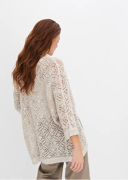 Bonprix Leichte Strickjacke Im Schönen Ajour-Design Gestrickt. - Weiß