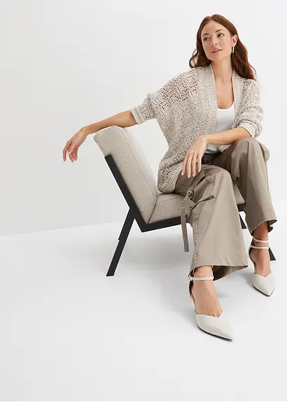 Bonprix Leichte Strickjacke Im Schönen Ajour-Design Gestrickt. - Weiß