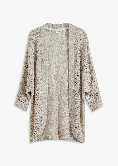 bonprix Leichte Strickjacke im schönen Ajour-Design gestrickt. - weiß
