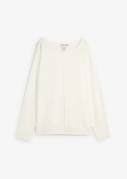 Bonprix Leichter Pullover Mit Modischer Biese - Weiß - Damen