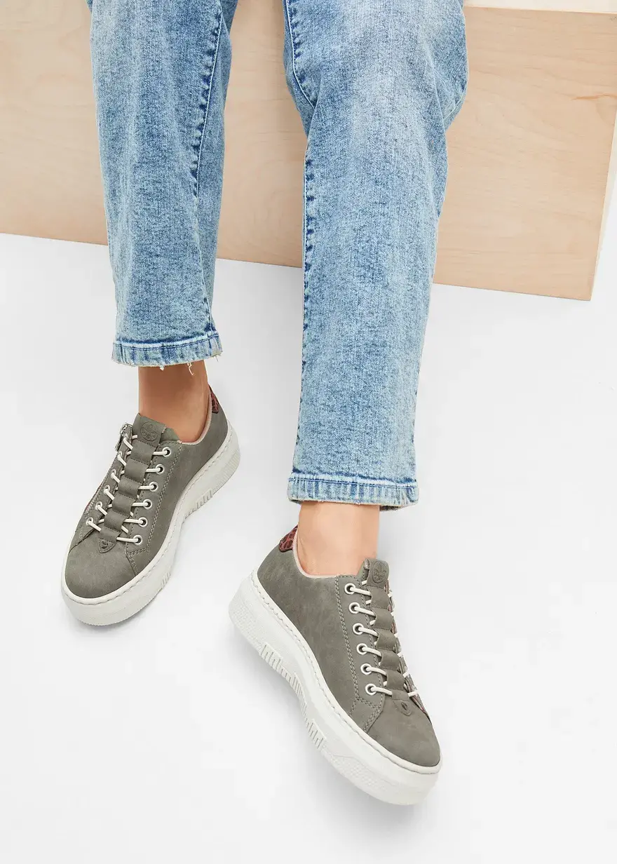 Bonprix Leichter Rieker Plateau Sneaker Mit Reißverschluss - Grün - Damen