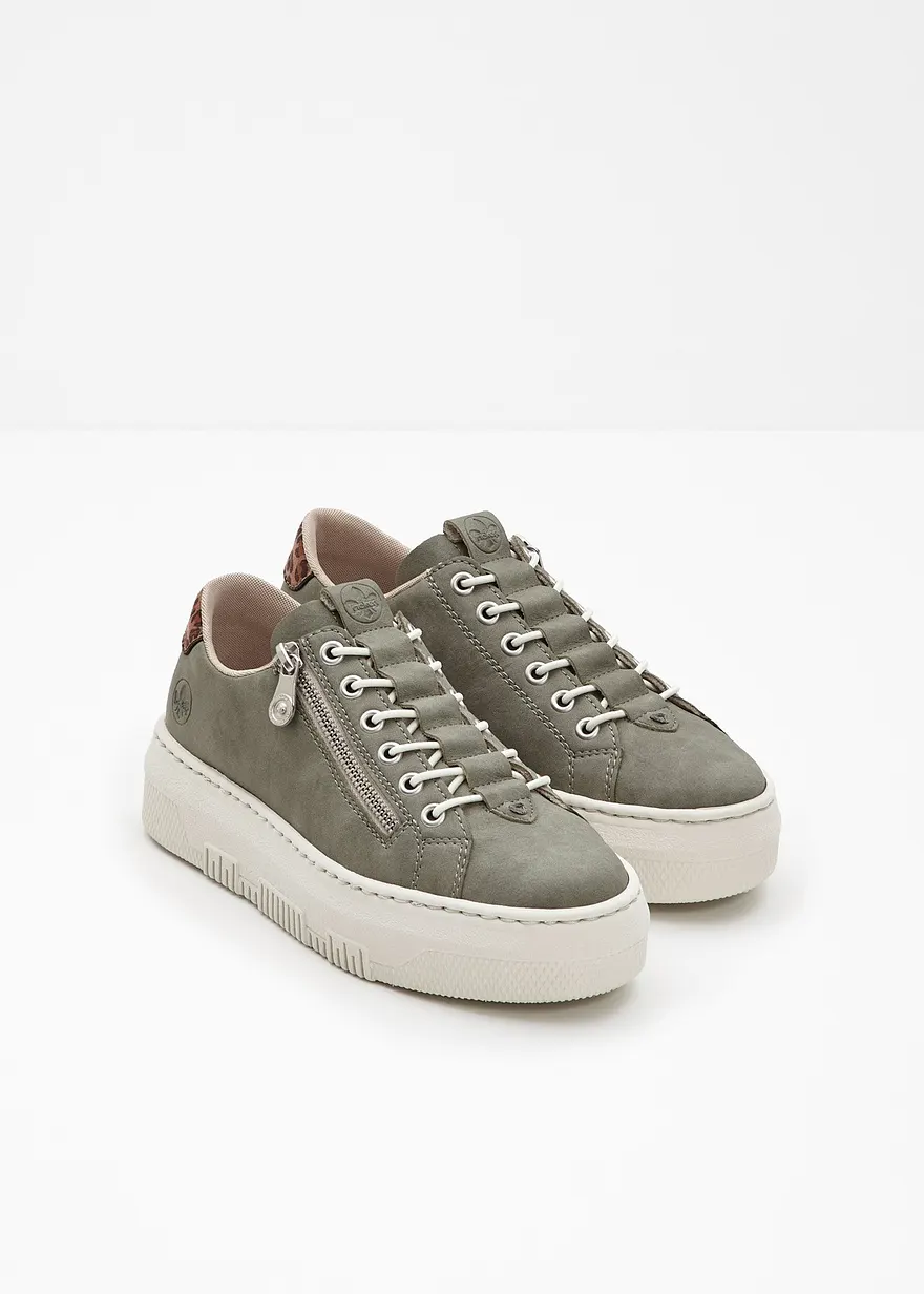 Bonprix Leichter Rieker Plateau Sneaker Mit Reißverschluss - Grün - Damen
