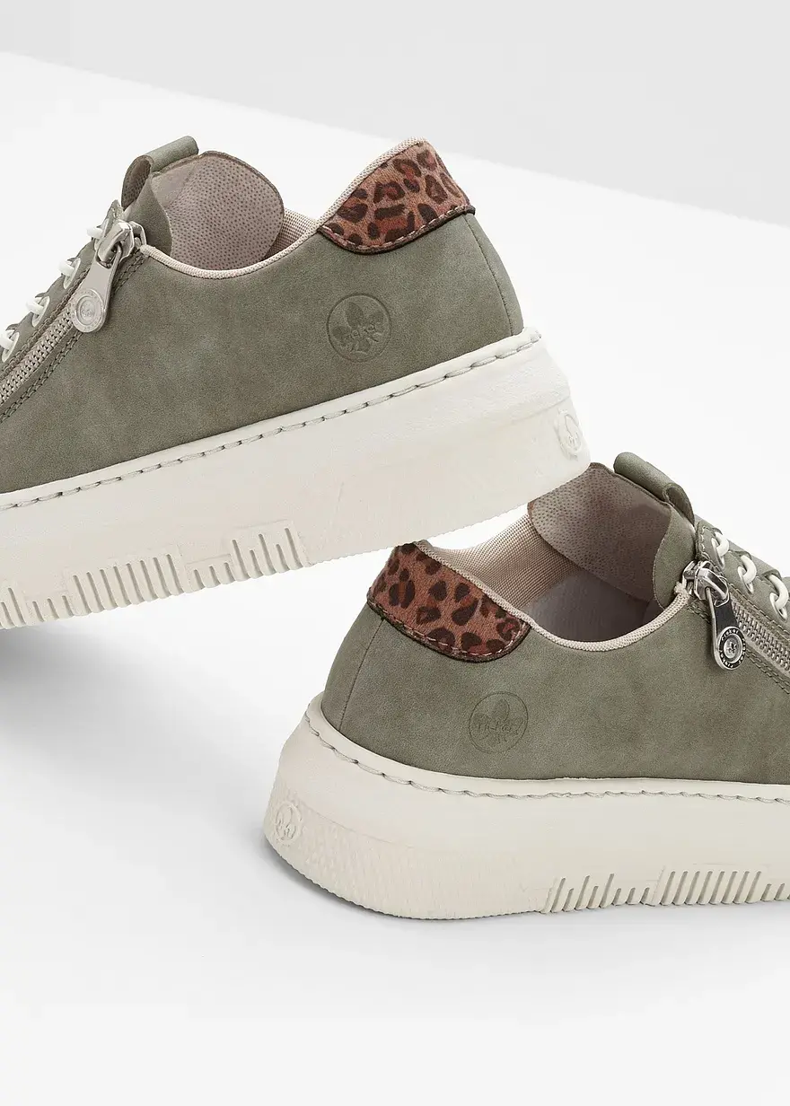 Bonprix Leichter Rieker Plateau Sneaker Mit Reißverschluss - Grün - Damen