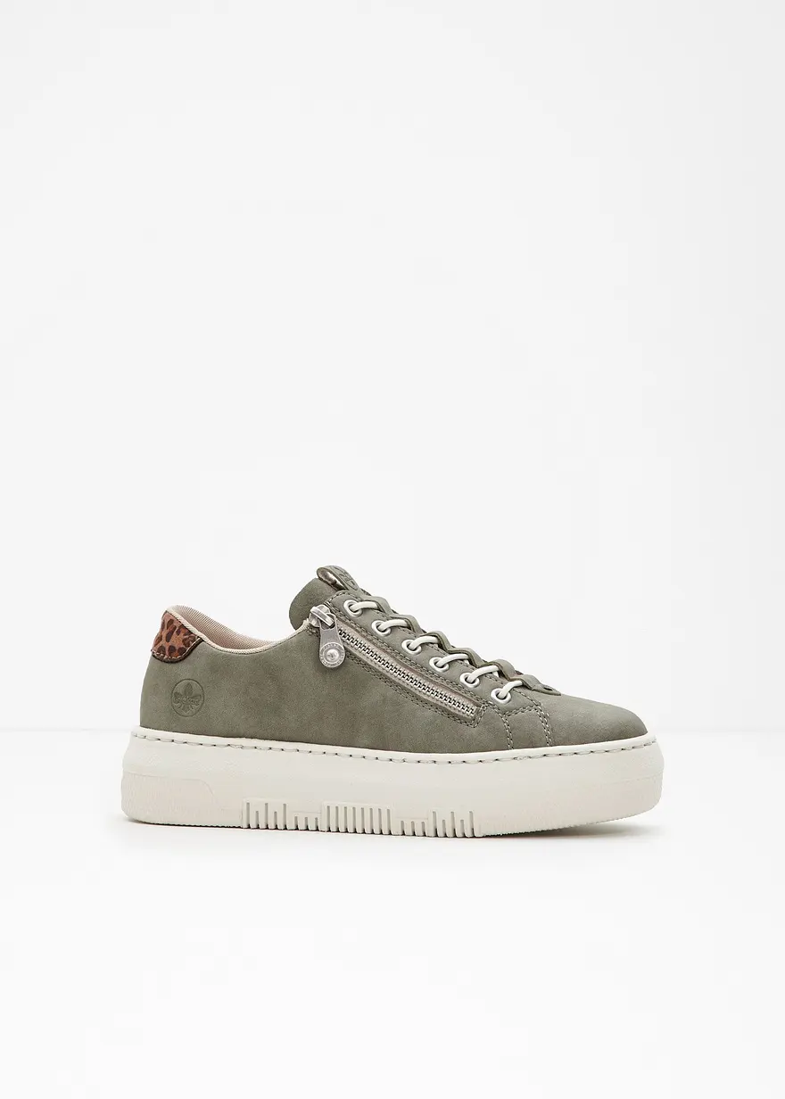 bonprix Leichter Rieker Plateau Sneaker mit Reißverschluss - grün - Damen