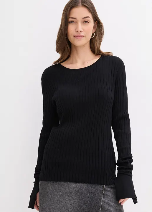 Bonprix Leichter Sommerpullover Im Strickmix Und Extra Langen Ärmeln