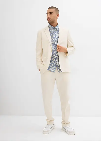 Bonprix Leichtes Herren-Kurzarmhemd Mit Floralem Print - Blau