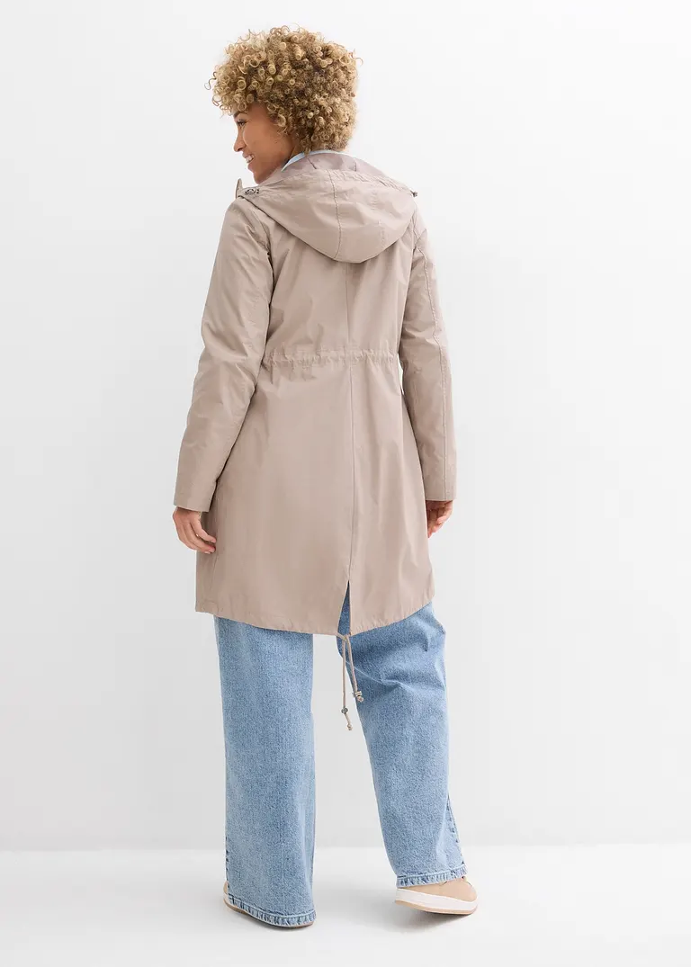 Bonprix Locker Geschnittener Longparka Mit Kapuze Tailliert - Braun