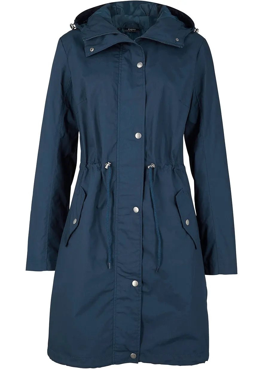 bonprix Locker geschnittener Longparka mit Kapuze tailliert - blau