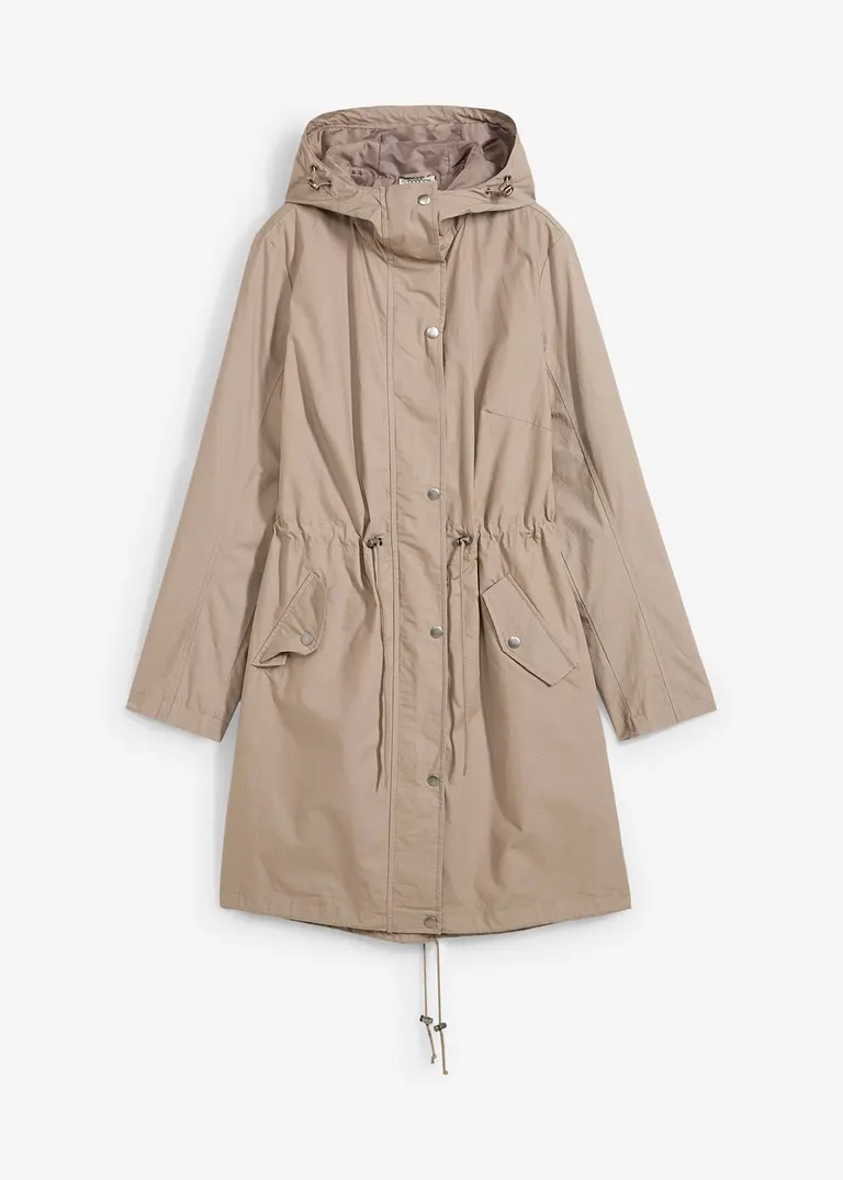 bonprix Locker geschnittener Longparka mit Kapuze tailliert - braun