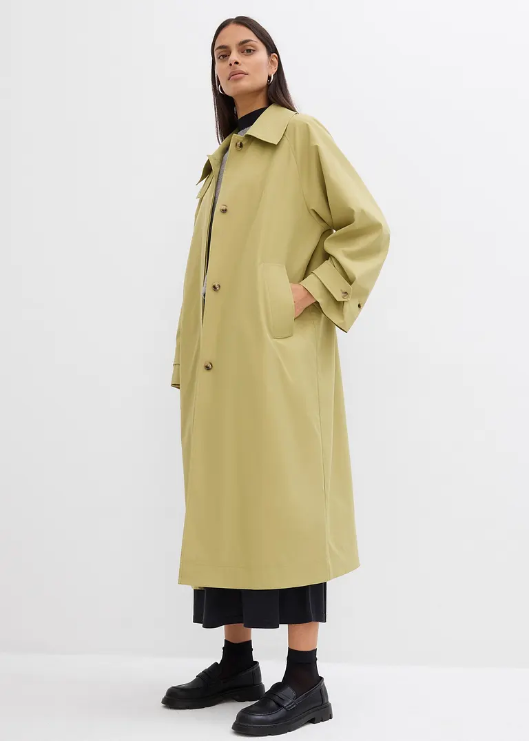 Bonprix Locker Geschnittener Trenchcoat Mit Klassischer Silhouette Breitem Hochklappbarem Kragen Und Verstellbaren Ärmelaufschlägen