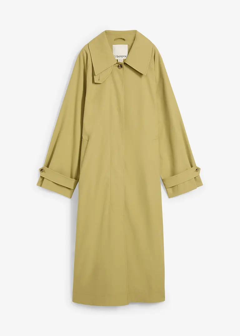 bonprix Locker geschnittener Trenchcoat mit klassischer Silhouette breitem hochklappbarem Kragen und verstellbaren Ärmelaufschlägen