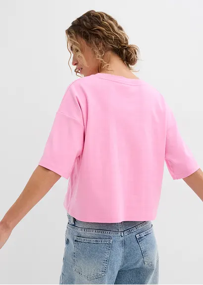 Bonprix Locker Geschnittenes Rundhals-T-Shirt Mit Dreiviertelärmeln Aus Bio-Baumwolle