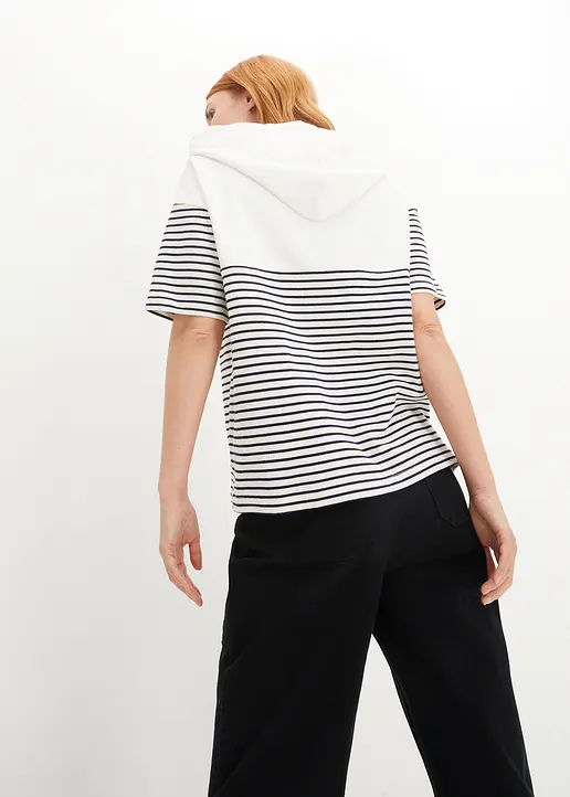 Bonprix Locker Geschnittenes Sweatshirt Mit Kapuze Und Kurzem Arm - Weiß
