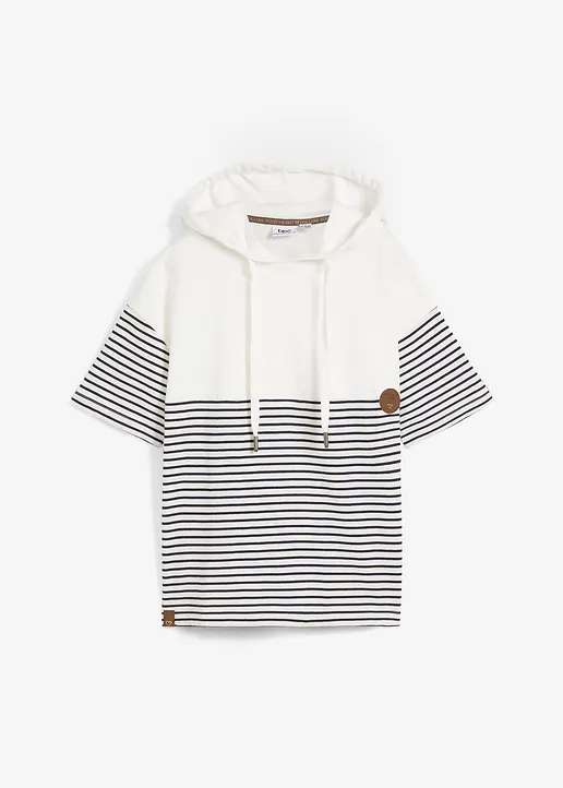 bonprix Locker geschnittenes Sweatshirt mit Kapuze und kurzem Arm - weiß