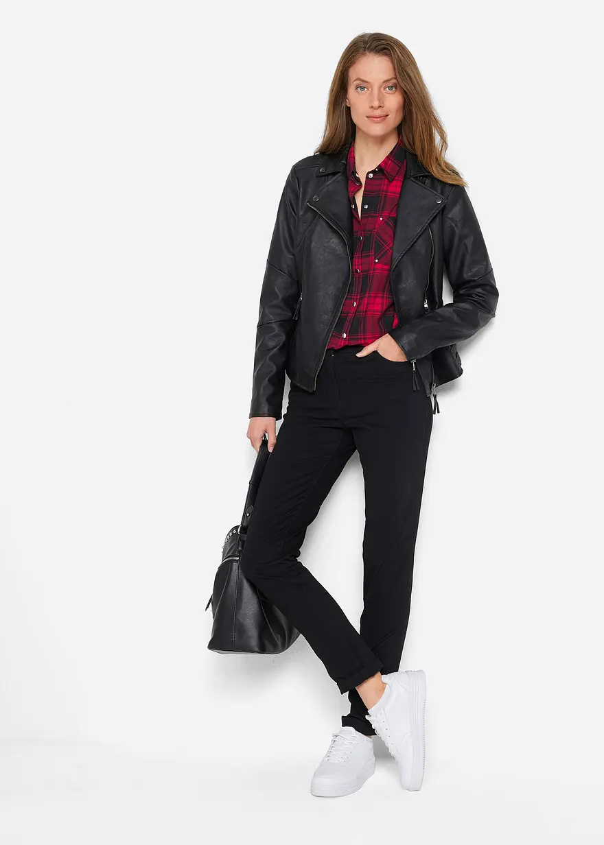 Bonprix Locker Sitzende Bluse Mit Druckknöpfen Und Krempelbaren Ärmeln