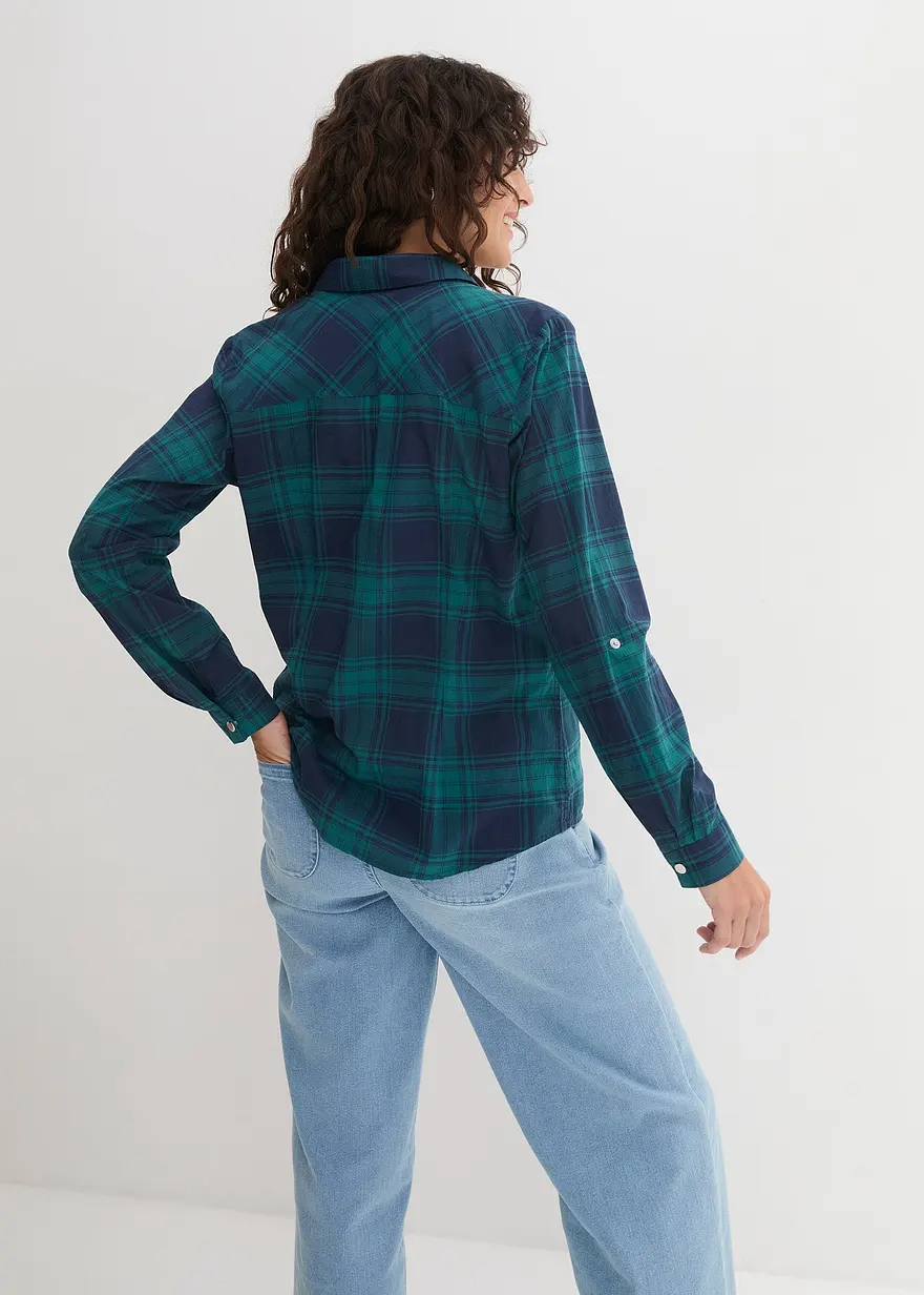 Bonprix Locker Sitzende Bluse Mit Druckknöpfen Und Krempelbaren Ärmeln