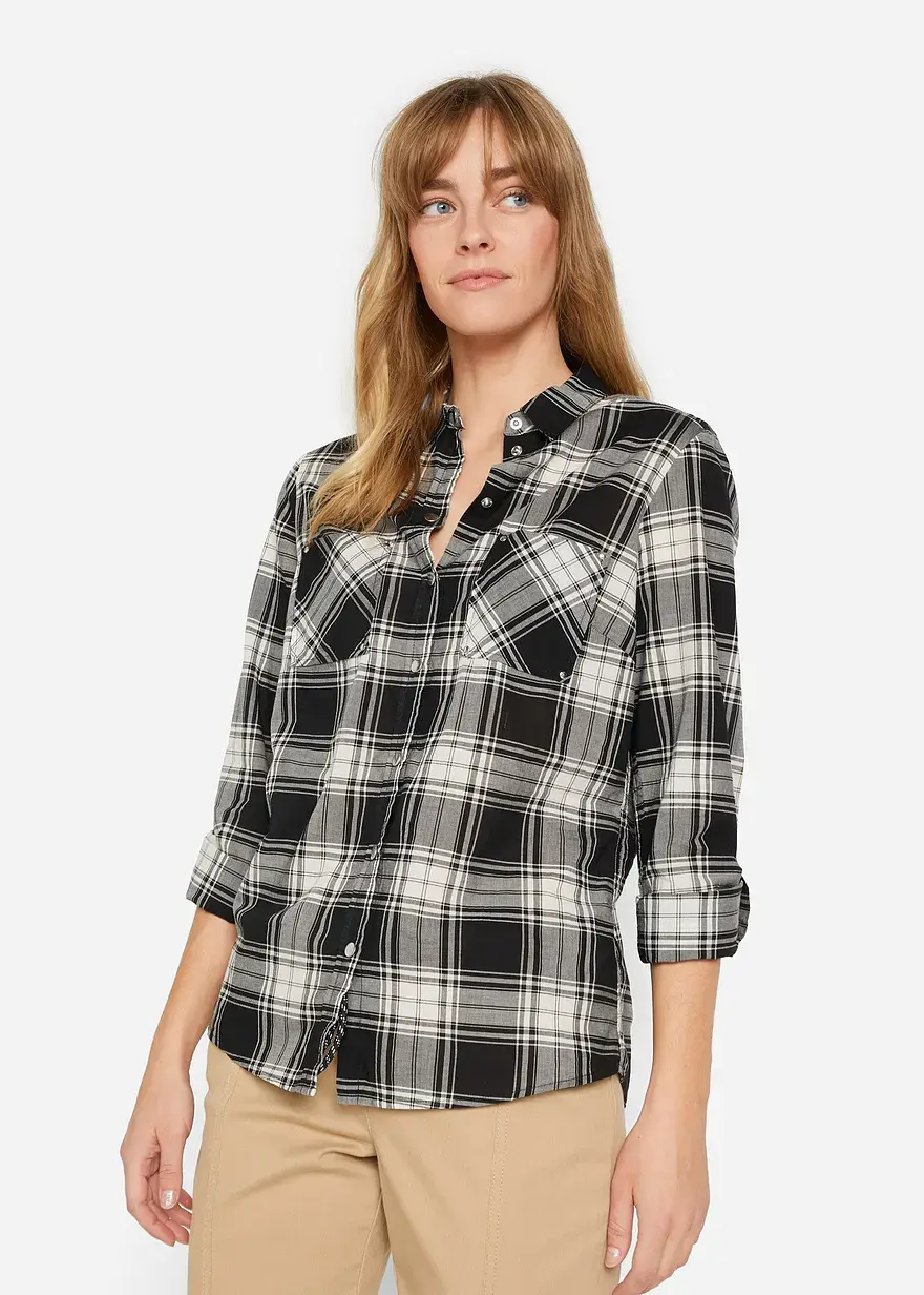 Bonprix Locker Sitzende Bluse Mit Druckknöpfen Und Krempelbaren Ärmeln