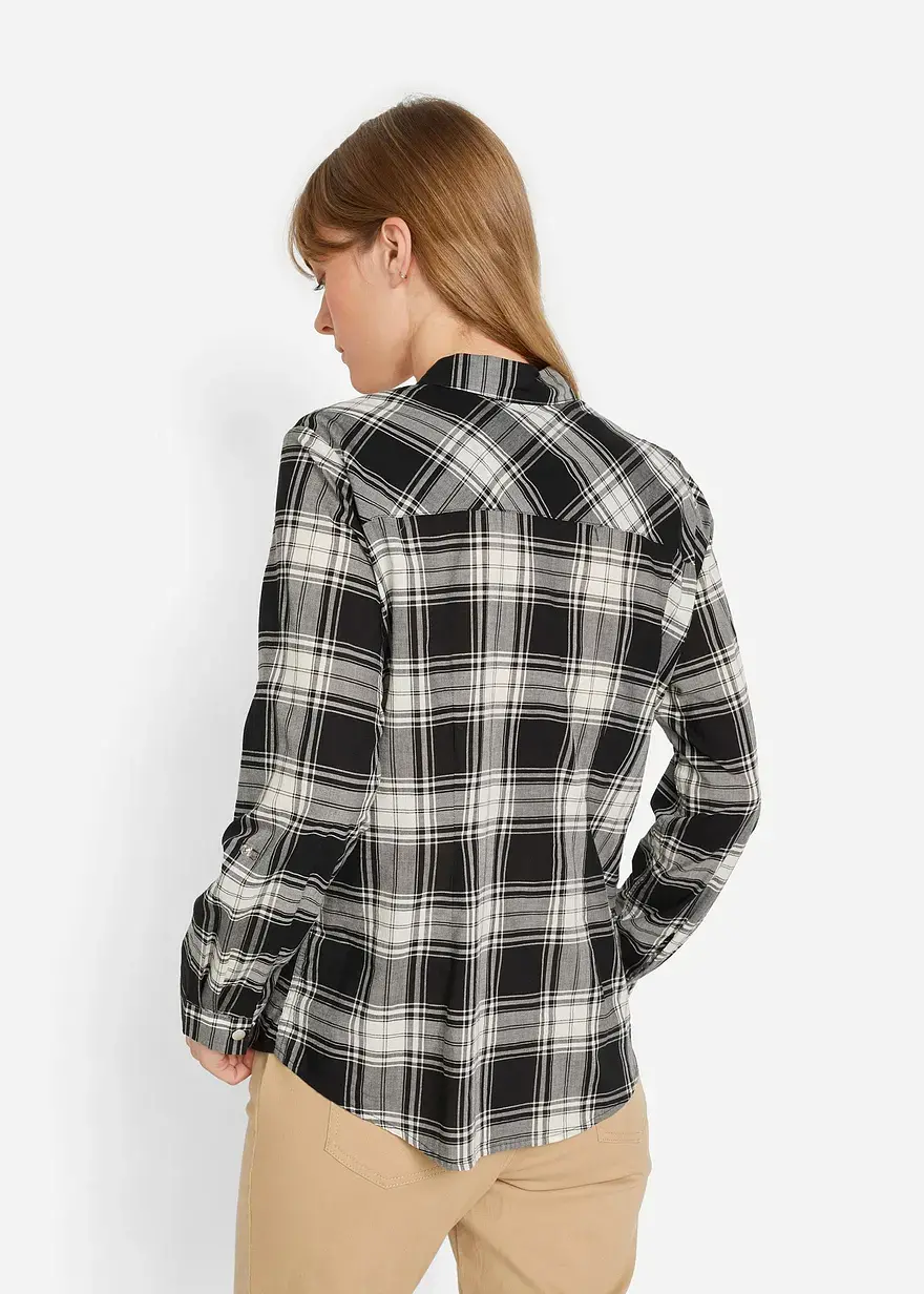 Bonprix Locker Sitzende Bluse Mit Druckknöpfen Und Krempelbaren Ärmeln