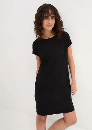 Bonprix Locker Sitzendes Shirtkleid Im Boxy-Stil Aus Baumwolle - Schwarz