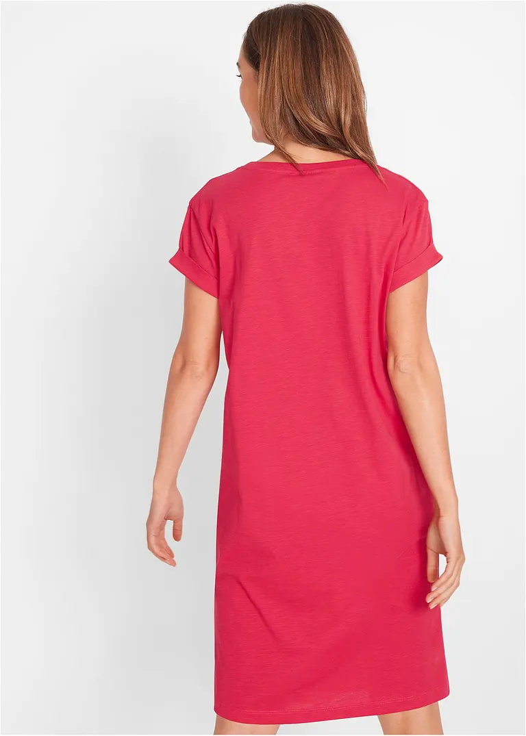 Bonprix Locker Sitzendes Shirtkleid Im Boxy-Stil Aus Baumwolle - Rot