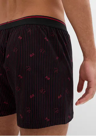 Bonprix Lockere Jersey Boxershorts Im 3er Pack - Schwarz/rot