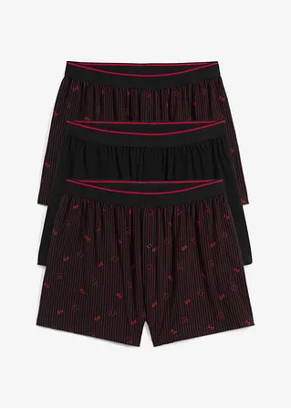 bonprix Lockere Jersey Boxershorts im 3er Pack - schwarz/rot