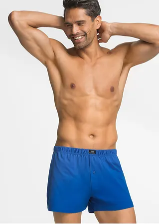 Bonprix Lockere Jersey Boxershorts Im Set - Schwarz + Blau + Rot - Herren
