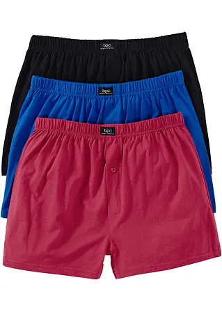 bonprix Lockere Jersey Boxershorts im Set - schwarz + blau + rot - Herren