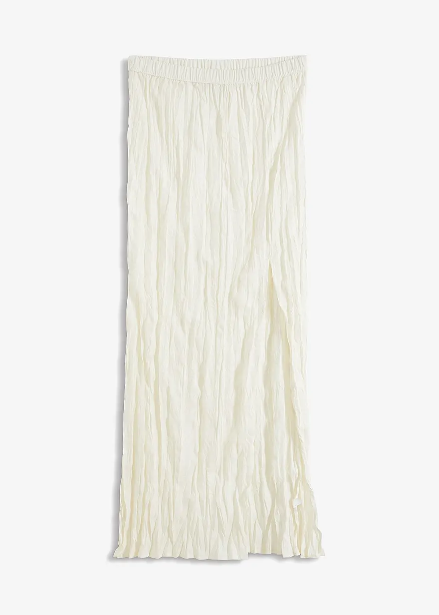 bonprix Lockerer Maxirock mit Schlitz - weiß petite - Damen