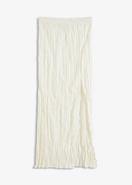 bonprix Lockerer Maxirock mit Schlitz - weiß regular - Damen