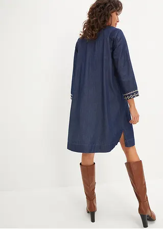 Bonprix Lockeres Jeanskleid Mit Stickerei - Blau - Damen